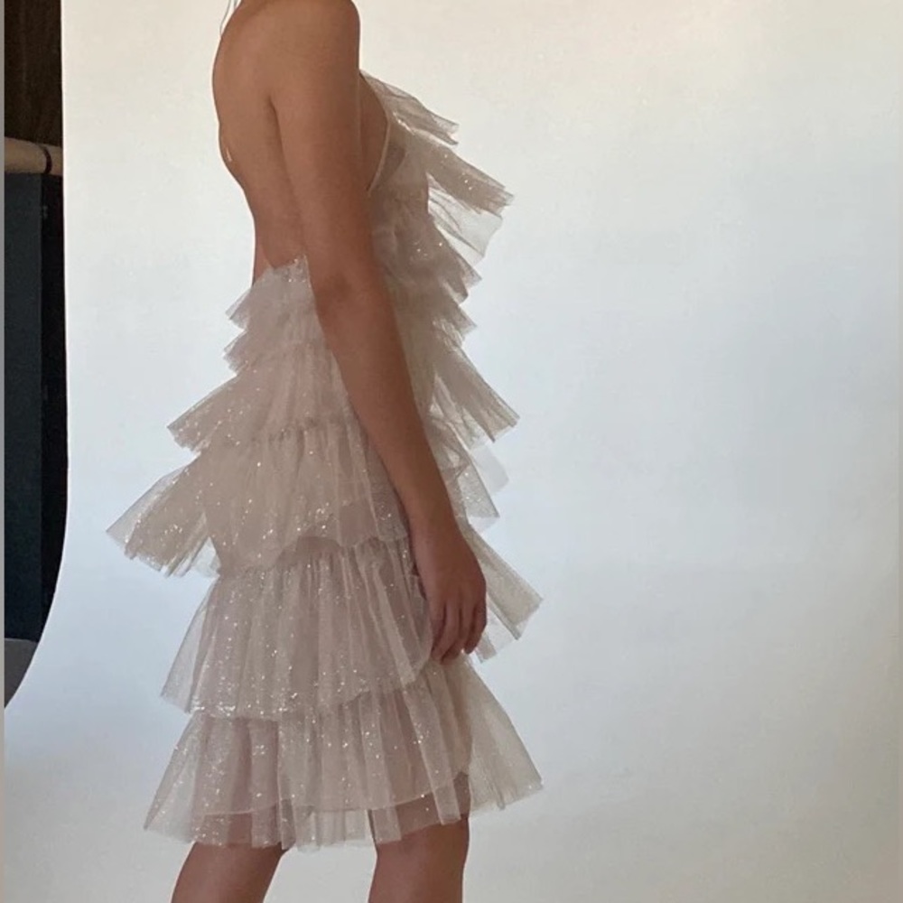 The Bar Kai Midi Party Dress - Sparkle Nude Size 2